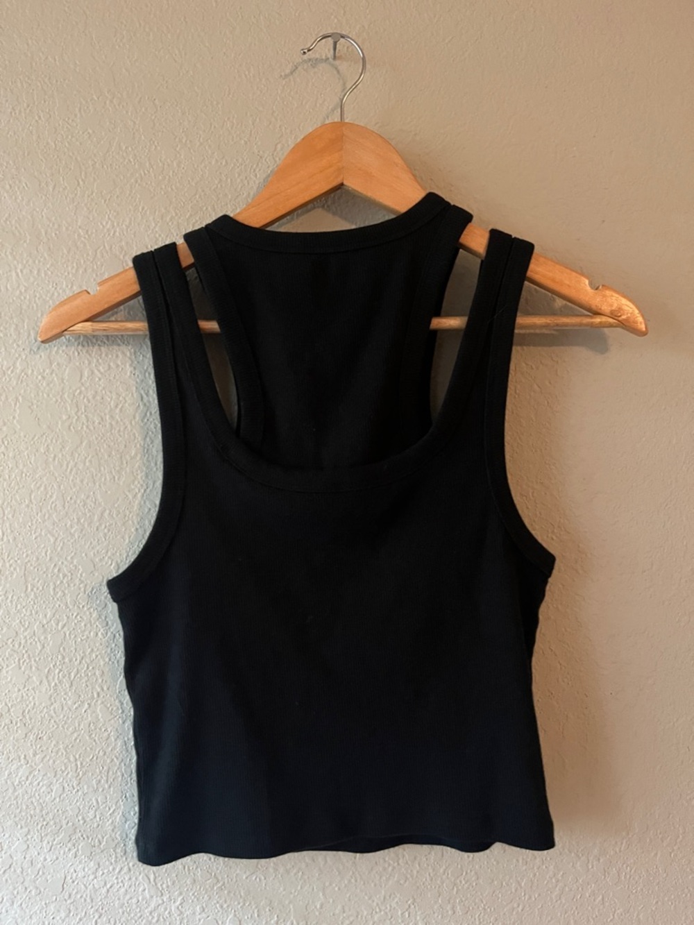 Abercrombie & Fitch Black Ribbed Square Neck Tank Medium - Picture 4 of 5
